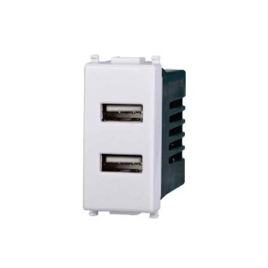 Presa USB 2 porte 2.1A Ettroit EV2402 compatibile Vimar Plana