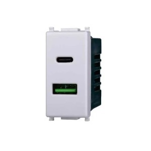 Presa USB 2 in 1 USB + Type‑C 3.1A Ettroit EV3002 compatibile Vimar Plana
