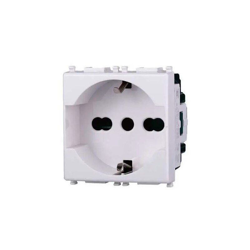 Presa Schuko 2P+T 16A Ettroit EV2102 compatibile Vimar Plana