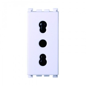 Presa Bipasso ettroit 2P+T 16A Bianca VA2001B – Compatibile Serie Vimar Arké Bianca