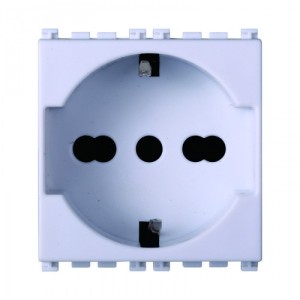 Ettroit Presa Schuko 2P+T 16A Bianca VA2102B – Compatibile Serie Vimar Arké Bianca