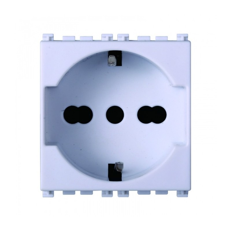 Ettroit Presa Schuko 2P+T 16A Bianca VA2102B – Compatibile Serie Vimar Arké Bianca