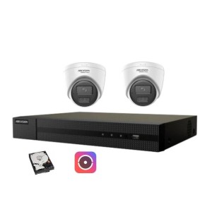 Kit videosorveglianza IP Hikvision Nvr POE 4 Canali 2 telecamere dome 2mpx 500GB