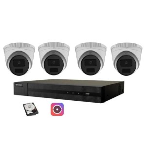 KIT Videosorveglianza Hikvision IP POE 4 Canali 4 Telecamere Dome 4 MPX 1TB Clou