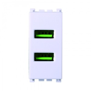 Presa USB 2 Posti 2.1A Bianca VA2402B – Compatibile Serie Vimar Arké Bianca