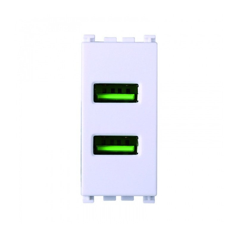 Presa USB 2 Posti 2.1A Bianca VA2402B – Compatibile Serie Vimar Arké Bianca