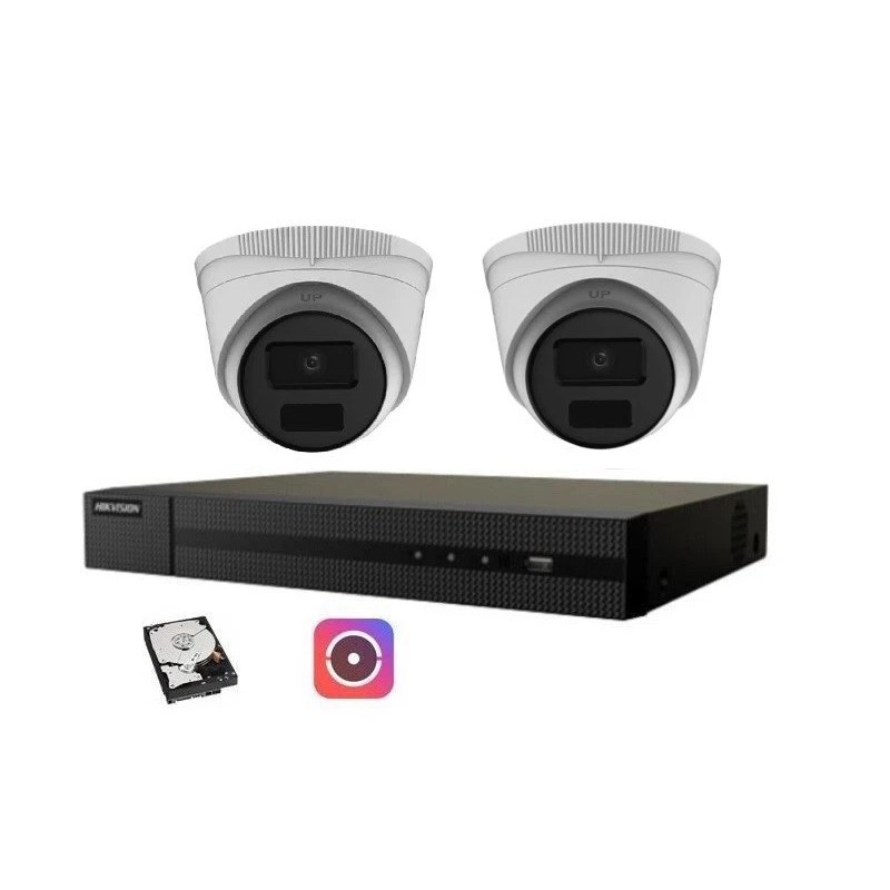 HIKVISION KIT VIDEOSORVEGLIANZA IP POE 4 CANALI 2 TELECAMERE DOME 4 MPX 1TB