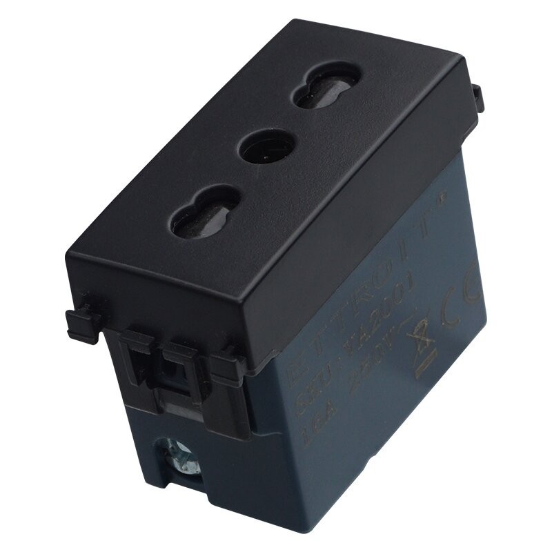 PRESA BIPASSO 2P+T 16A Compatibile Vimar nera  Modulo Presa Elettrica Incasso | Ettroit