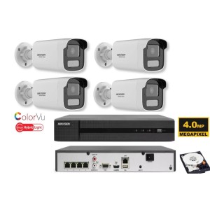 KIT videosorveglianza ip POE Hikvision Nvr 4 canali 4K 4 telecamere Smart Hybrid