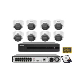 KIT VIDEOSORVEGLIANZA IP POE HIKVISION NVR 16 CANALI POE 8 TELECAMERE 2 MP 1TB