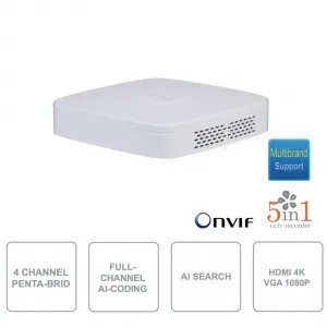 Videoregistratore Dahua XVR5104C-4KL-I3 4 Canali Ibrido Penta‑brid 4K UHD WizSense