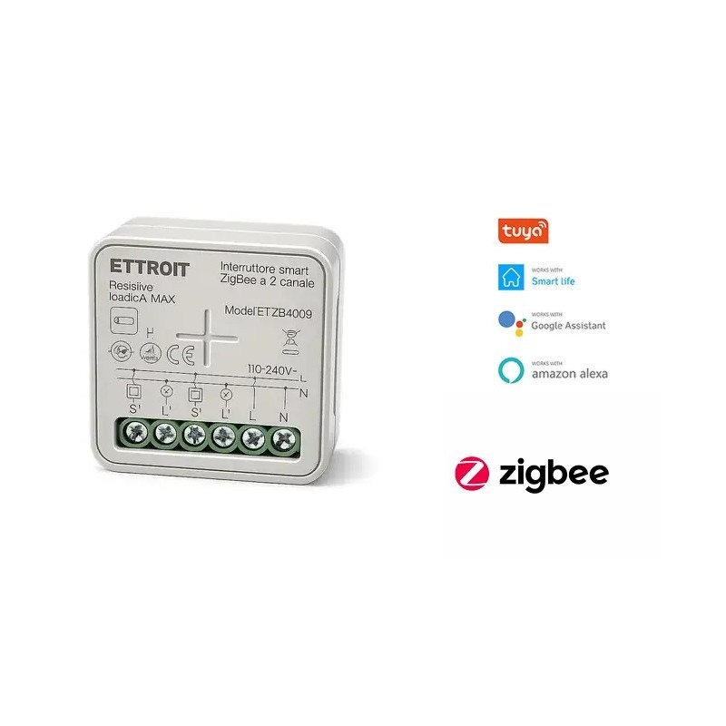 Interruttore Smart Zigbee 2 Canali 10A Modulo Relè Doppio Controllo Compatibile Tuya Alexa Google