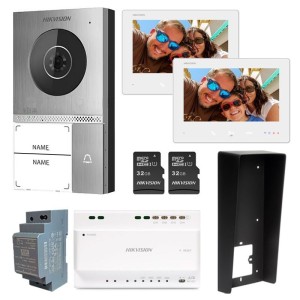 Kit videocitofono smart Hikvision per villa Bifamiliare con gestione da remoto via app Hik-Connect