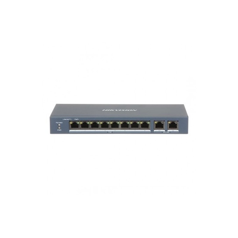 Hikvision DS-3E0310P-E/M Switch di rete 8 Porte PoE 10/100Mbps + 2 Porte 10/100/1000Mbps 60W