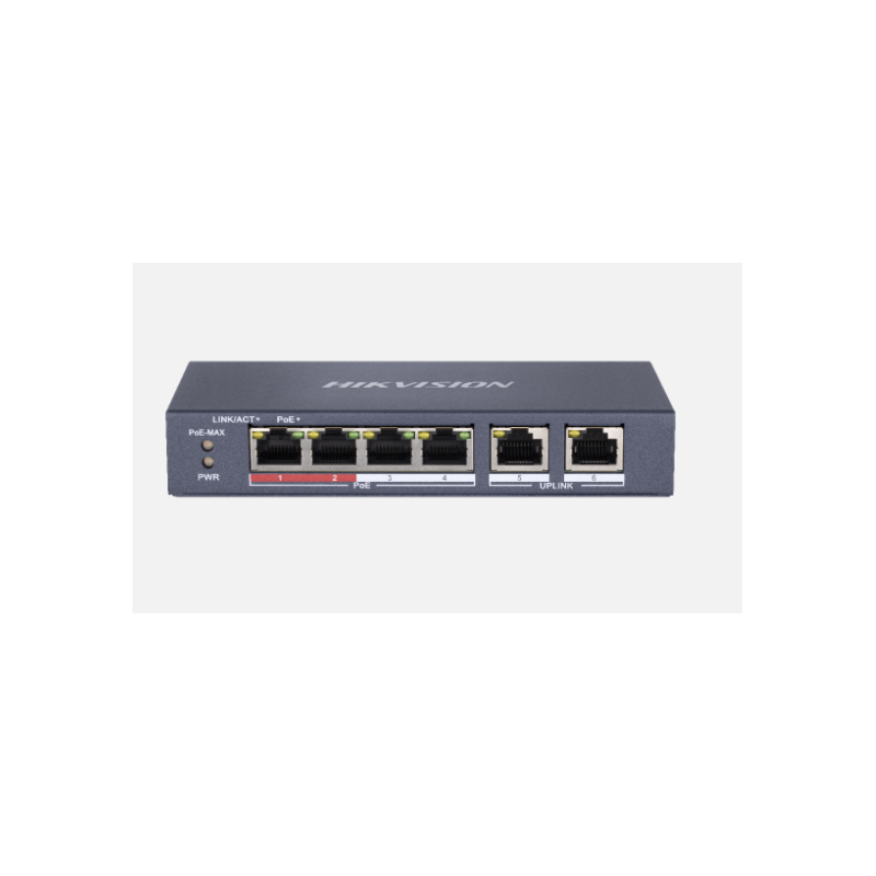 Hikvision Value Series. Switch da 6 porte 4 porte PoE e 2 porte Gigabit Uplink 35W