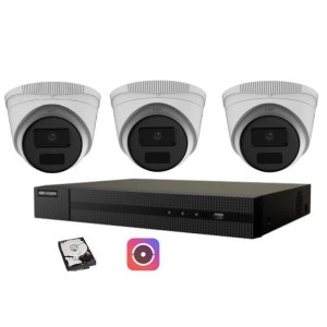 HIKVISION KIT VIDEOSORVEGLIANZA IP POE 4 CANALI 3 TELECAMERE DOME 4 MPX 500GB
