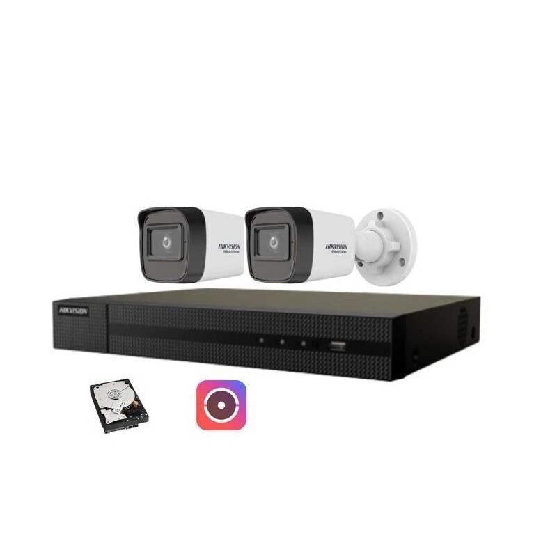 Kit videosorveglianza IP Hikvision Nvr POE 4 Canali 2 telecamere bullet 4 mpx hd 500gb