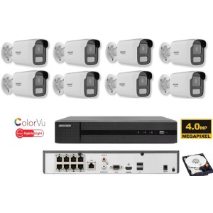 KIT videosorveglianza ip POE Hikvision Nvr 8 canali 4K 8 telecamere Smart Hybrid