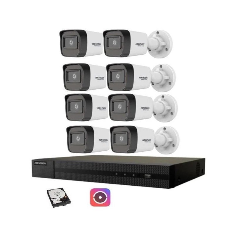 Kit Videosorveglianza Hikvision NVR poe 8 Canali telecamere bullet 2 megapixel 500GB