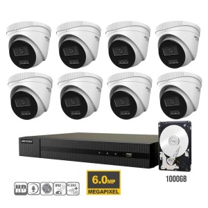 KIT VIDEOSORVEGLIANZA IP POE HIKVISION NVR 16 CANALI POE 8 TELECAMERE DOME 6 MPX