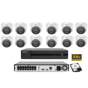 KIT VIDEOSORVEGLIANZA IP POE HIKVISION NVR 16 CANALI POE 12 TELECAMERE 2 MP 1TB
