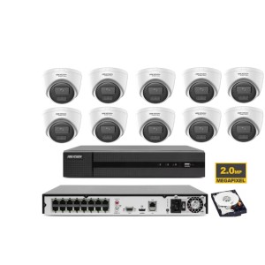 KIT VIDEOSORVEGLIANZA IP POE HIKVISION NVR 16 CANALI POE 10 TELECAMERE 2 MP 1TB