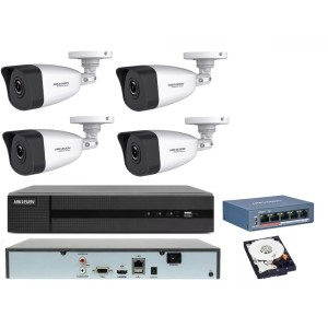 KIT videosorveglianza IP POE Hikvision NVR 4 canali 4 Telecamere IP 2 MP HDD 1TB