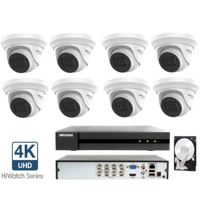 Kit Videosorveglianza Hikvision DVR con 8 Telecamere dome 8 MP 4K HDD 1 TB