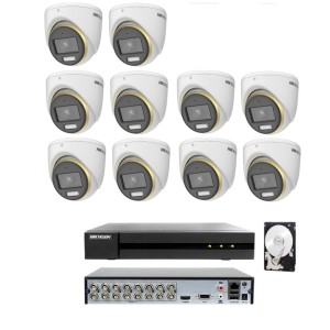 KIT videosorveglianza Hikvision DVR 16 canali 10 telecamere colorvu 2 MP hdd 1tb