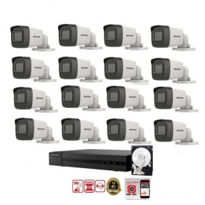 KIT videosorveglianza Hikvision DVR 16 canali 16 telecamere bullet 2 mpx Full HD