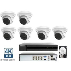 Kit Videosorveglianza Hikvision DVR con 6 Telecamere dome 8 MP 4K HDD 1 TB