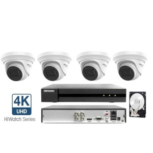 Kit Videosorveglianza Hikvision DVR con 4 Telecamere dome 8 MP 4K HDD 1 TB