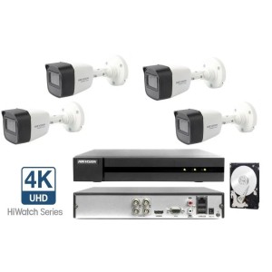 Kit Videosorveglianza Hikvision DVR con 4 Telecamere bullet 8 MP 4K HDD 1 TB