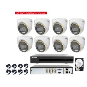 Kit Videosorveglianza Hikvision DVR con 8 Telecamere 2MP ColorVu Audio e HDD 1TB