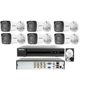 Kit Videosorveglianza HIKVISION DVR 8 Canali 5MP 3K 6 Telecamere Bullet HDD 1TB