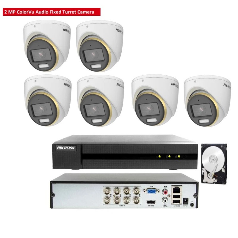 KIT videosorveglianza analogico Hikvision DVR 8 canali 6 telecamere colorvu 2 MP