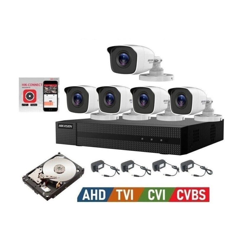 KIT VIDEOSORVEGLIANZA HIKVISION DVR 8 CANALI 5 TELECAMERE BULLET 5 MPX 3K 1TB
