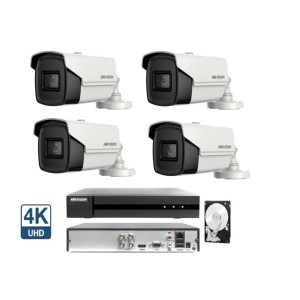 Kit Videosorveglianza Hikvision DVR 4 Telecamere 8 MP 4K 3,6MM IR 80MT HDD 1 TB