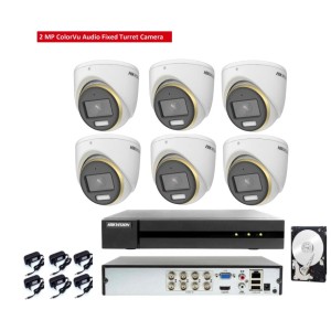 Kit Videosorveglianza Hikvision DVR con 6 Telecamere 2MP ColorVu Audio e HDD 1TB