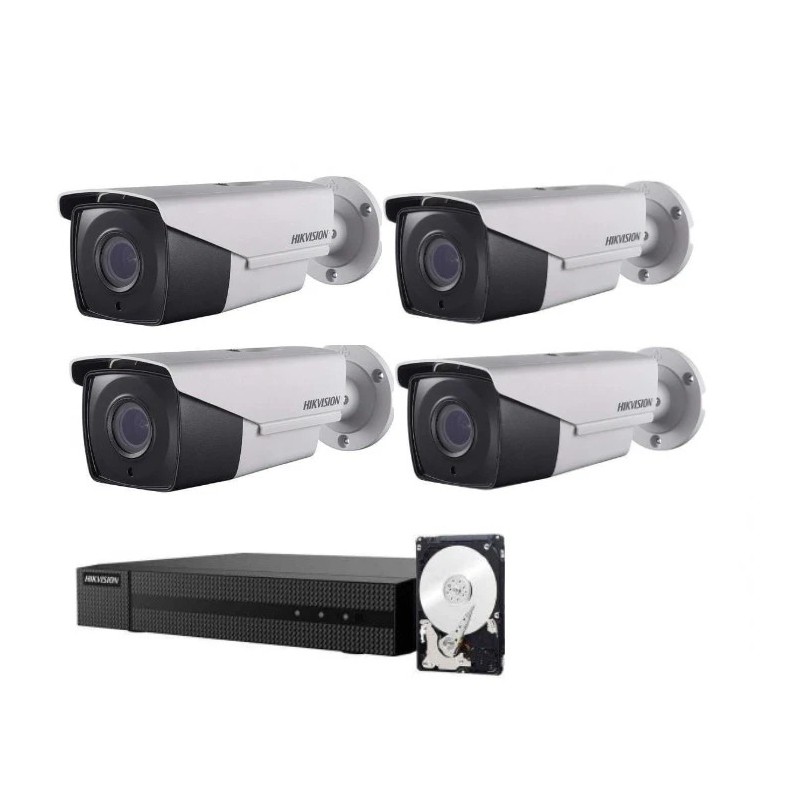 KIT VIDEOSORVEGLIANZA ANALOGICO DVR 4 CANALI 4 TELECAMERE VARIFOCAL 2MP HDD 1TB