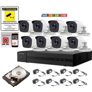 KIT VIDEOSORVEGLIANZA HIKVISION DVR 8 CANALI 8 TELECAMERE 2 MPX HD 500 GB