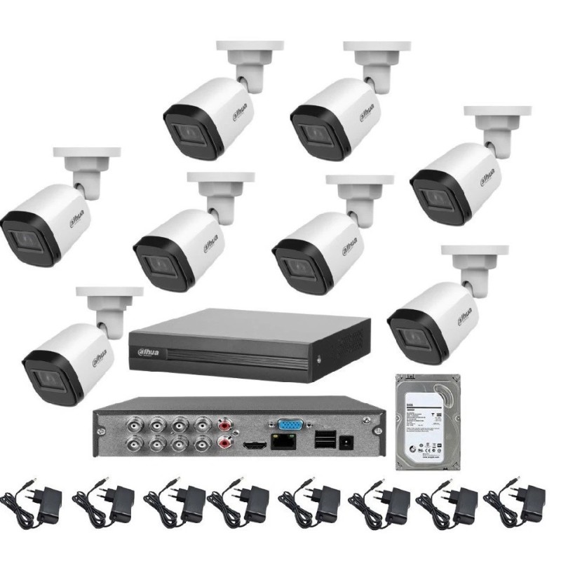 Kit videosorveglianza dahua DVR 8 canali 8 telecamere bullet 2 MP Full HD hd 1TB