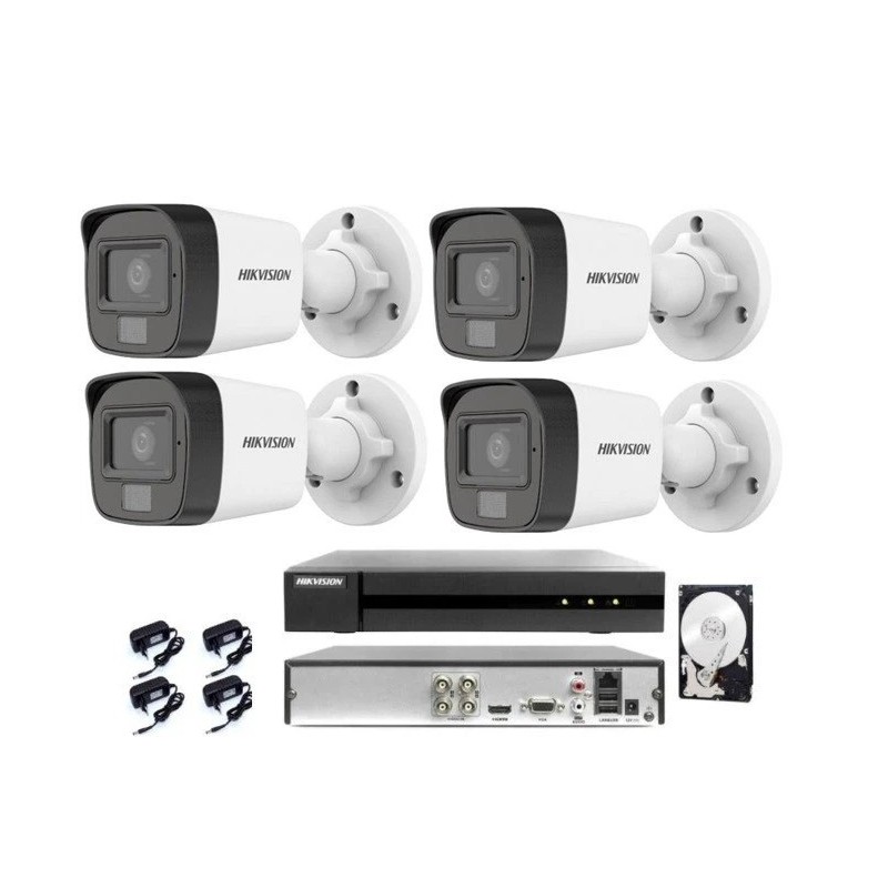 Kit Videosorveglianza HIKVISION DVR 8 Canali 5MP 3K 4 Telecamere Bullet HDD 1TB