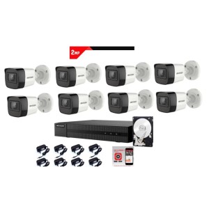 Kit Videosorveglianza Hikvision DVR 8 canali 8 telecamere bullet 2 megapixel hdd