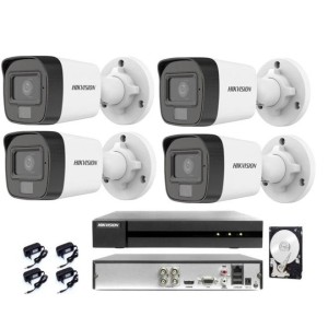 Kit Videosorveglianza HIKVISION DVR 4 Canali 5MP 3K 4 Telecamere Bullet HDD 1TB