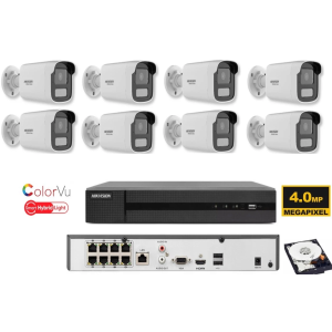 KIT videosorveglianza ip POE Hikvision Nvr 8 canali 4K 8 telecamere Smart Hybrid