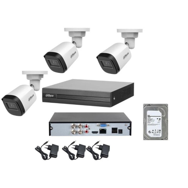 Kit videosorveglianza dahua DVR 3 telecamere bullet 5 MP Full HD hdd 1TB