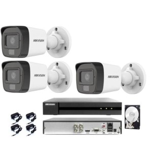 Kit Videosorveglianza HIKVISION DVR 4 Canali 5MP 3K 3 Telecamere Bullet HDD 1TB