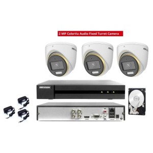 KIT videosorveglianza analogico Hikvision DVR 4 canali 3 telecamere colorvu 2 MP