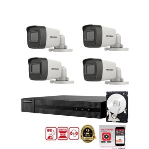 KIT VIDEOSORVEGLIANZA HIKVISION DVR 4 CANALI 4 TELECAMERE BULLET 5MPX PRO 500GB